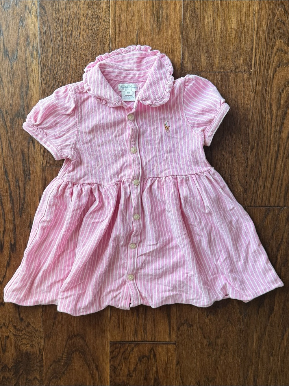 Ralph Lauren Pink & White Striped Button-Front Dress 18M